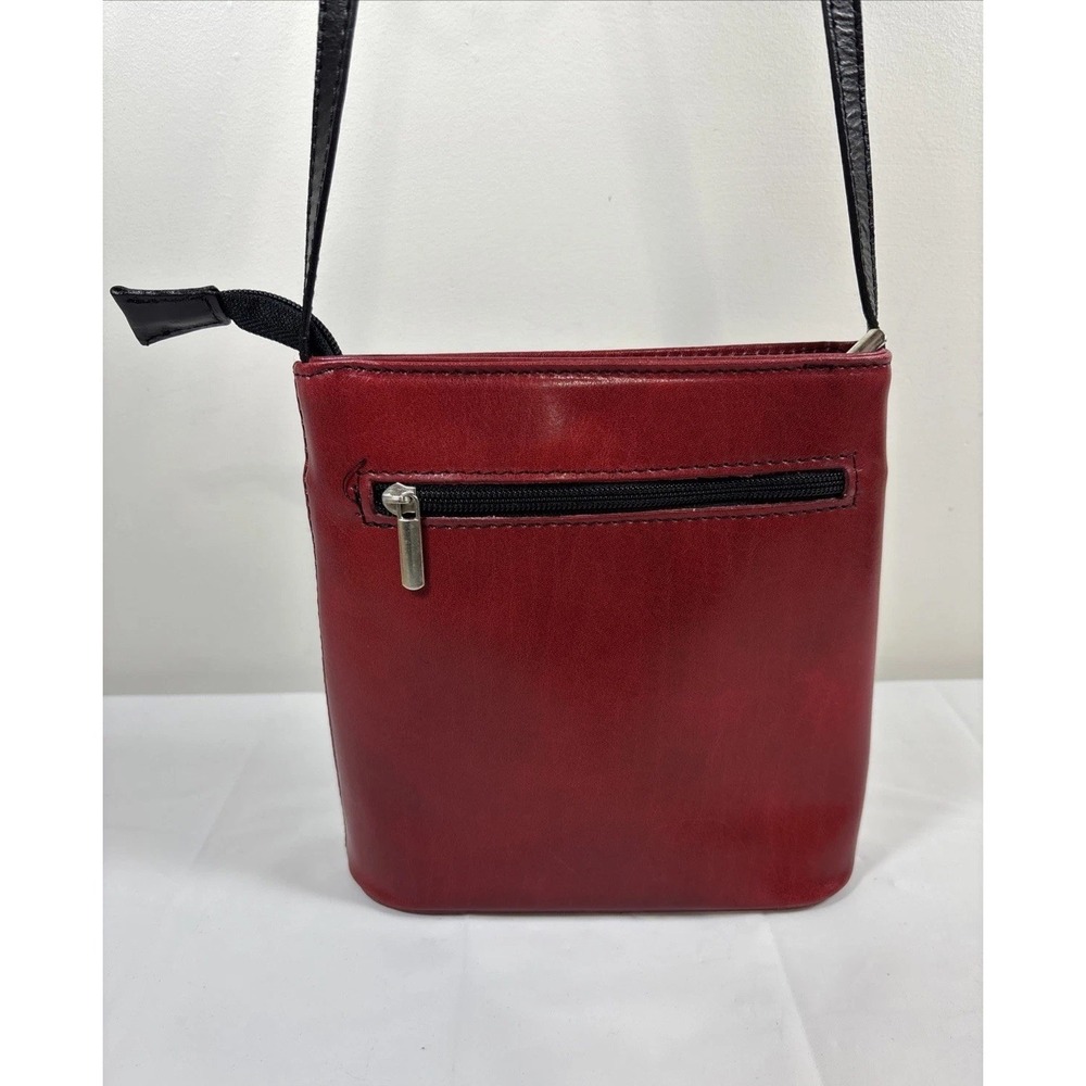 Vera Pelle Genuine Leather Made in Italy Colorblock Red/Black Crossbody Bag RARE - Picture 3 of 15